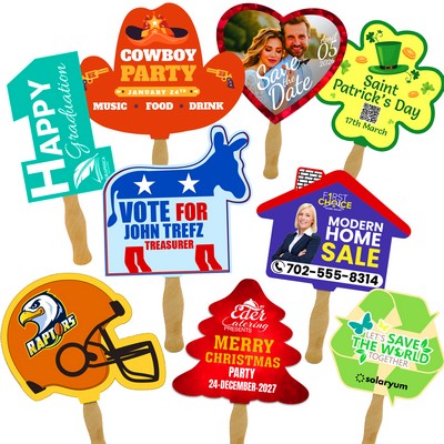 Stock Shaped Full Color Hand Fans - 16 pt